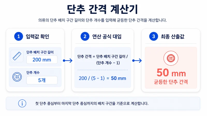 단추 간격 계산기 계산 방법 및 공식