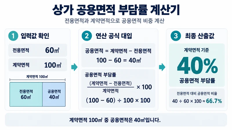 상가 공용면적 부담률 계산기 계산 방법 및 공식