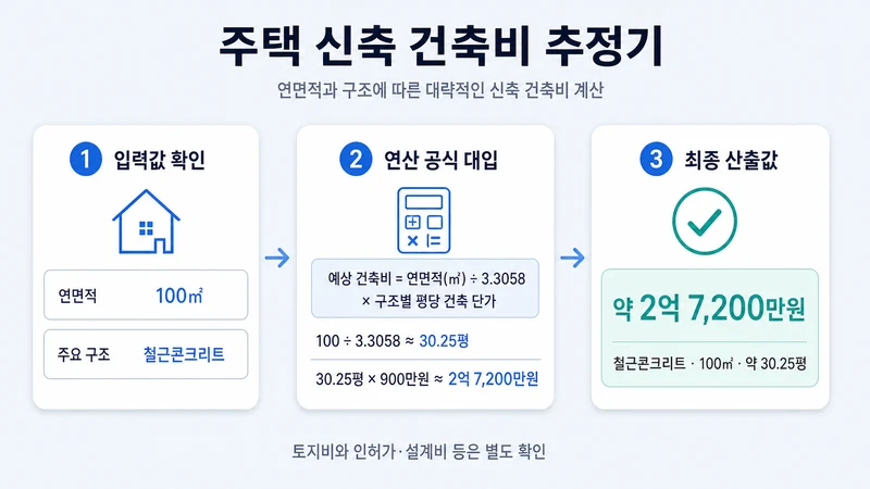 주택 신축 건축비 추정기 계산 방법 및 공식
