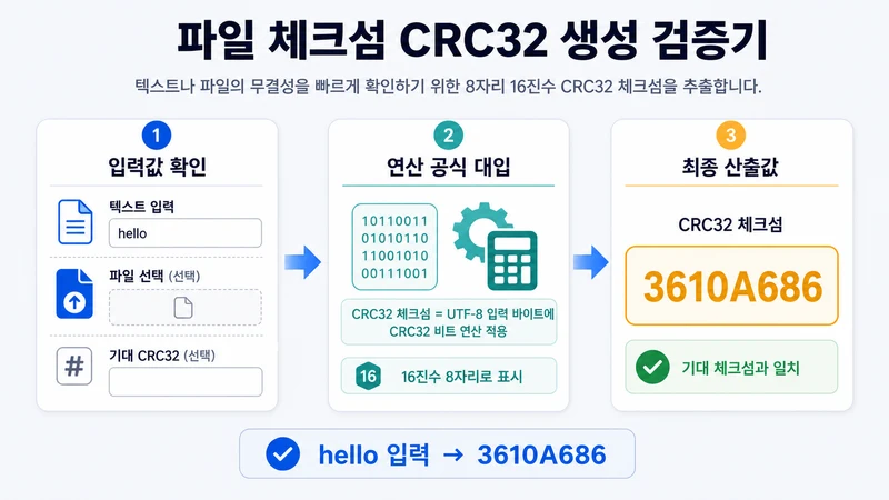파일 체크섬 CRC32 생성 검증기 계산 방법 및 공식