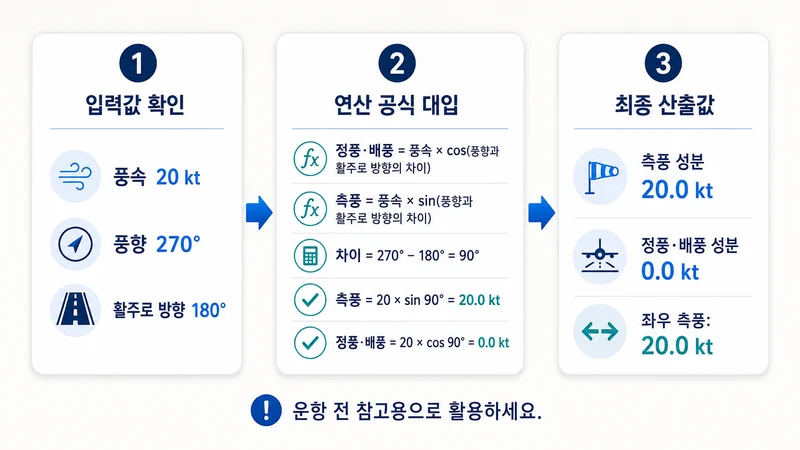 항공기 측풍 성분 계산기 계산 방법 및 공식