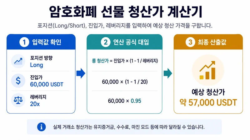 암호화폐 선물 청산가 계산기 계산 방법 및 공식