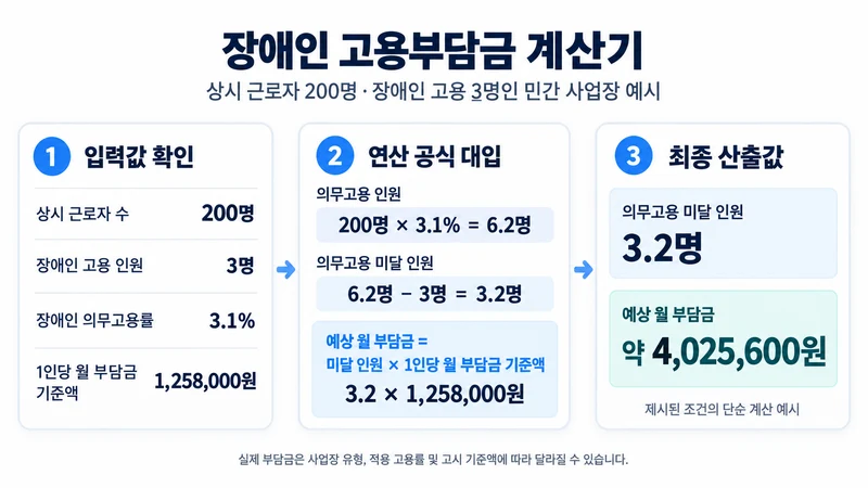 장애인 고용부담금 계산기 계산 방법 및 공식