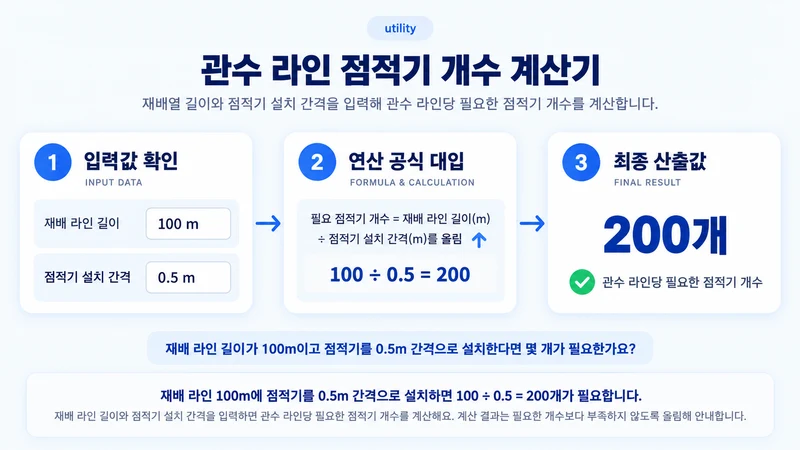 관수 라인 점적기 개수 계산기 계산 방법 및 공식