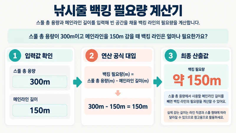 낚시줄 백킹 필요량 계산기 계산 방법 및 공식