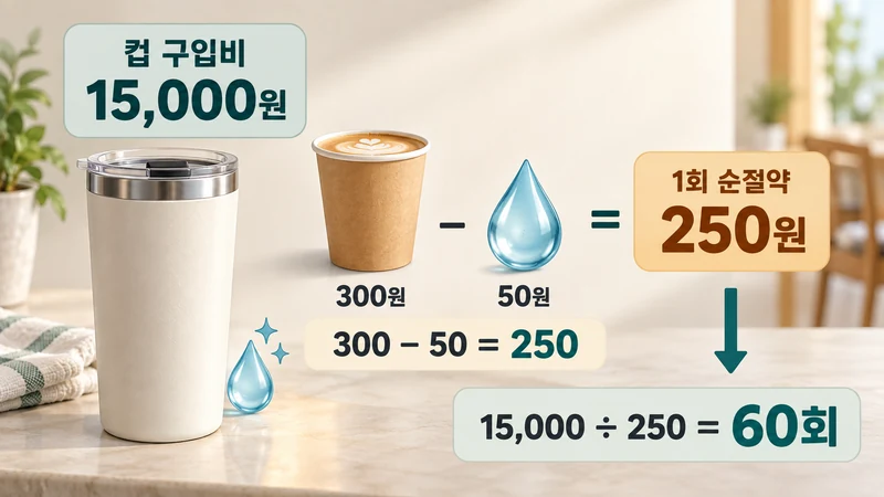 다회용 컵 손익분기 사용횟수 계산기 계산 방법